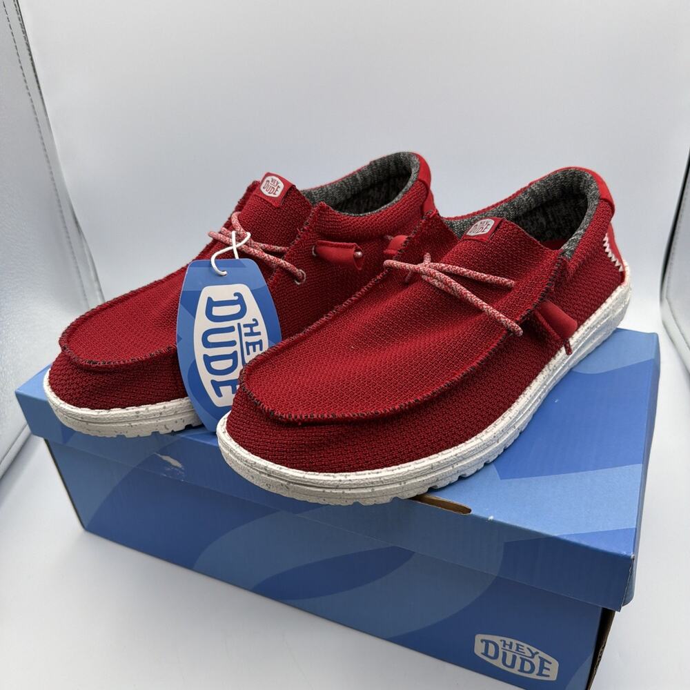Hey Dude Wally‎ Sport Mesh | Size 9 Men's Shoes | Slip On Loafers Dark Red
